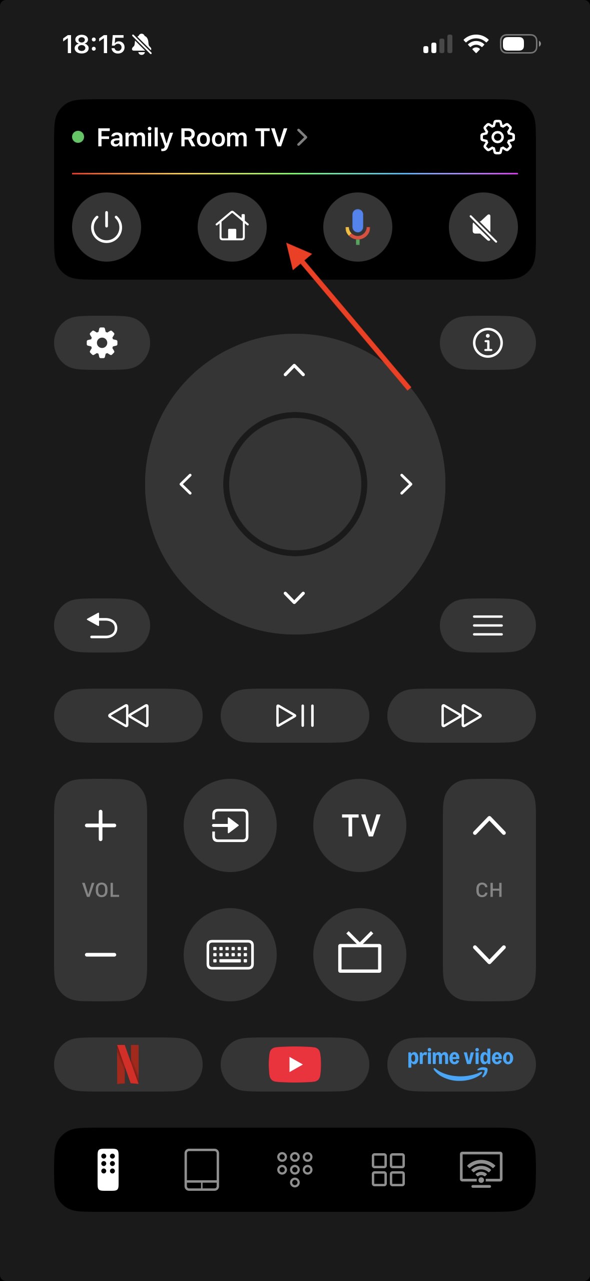 Android TV is connected to the TVRem app