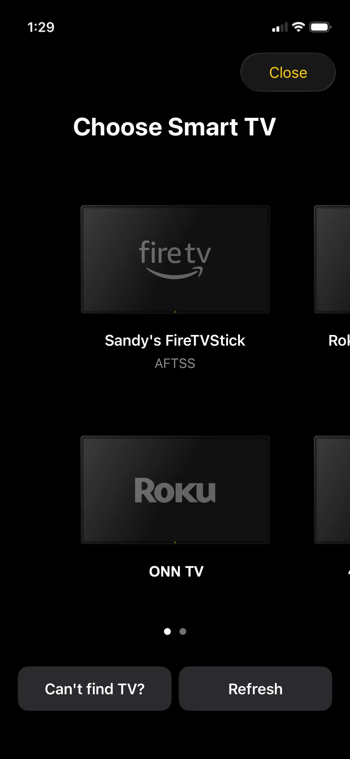 Select your ONN TV from the list of devices in TVRem
