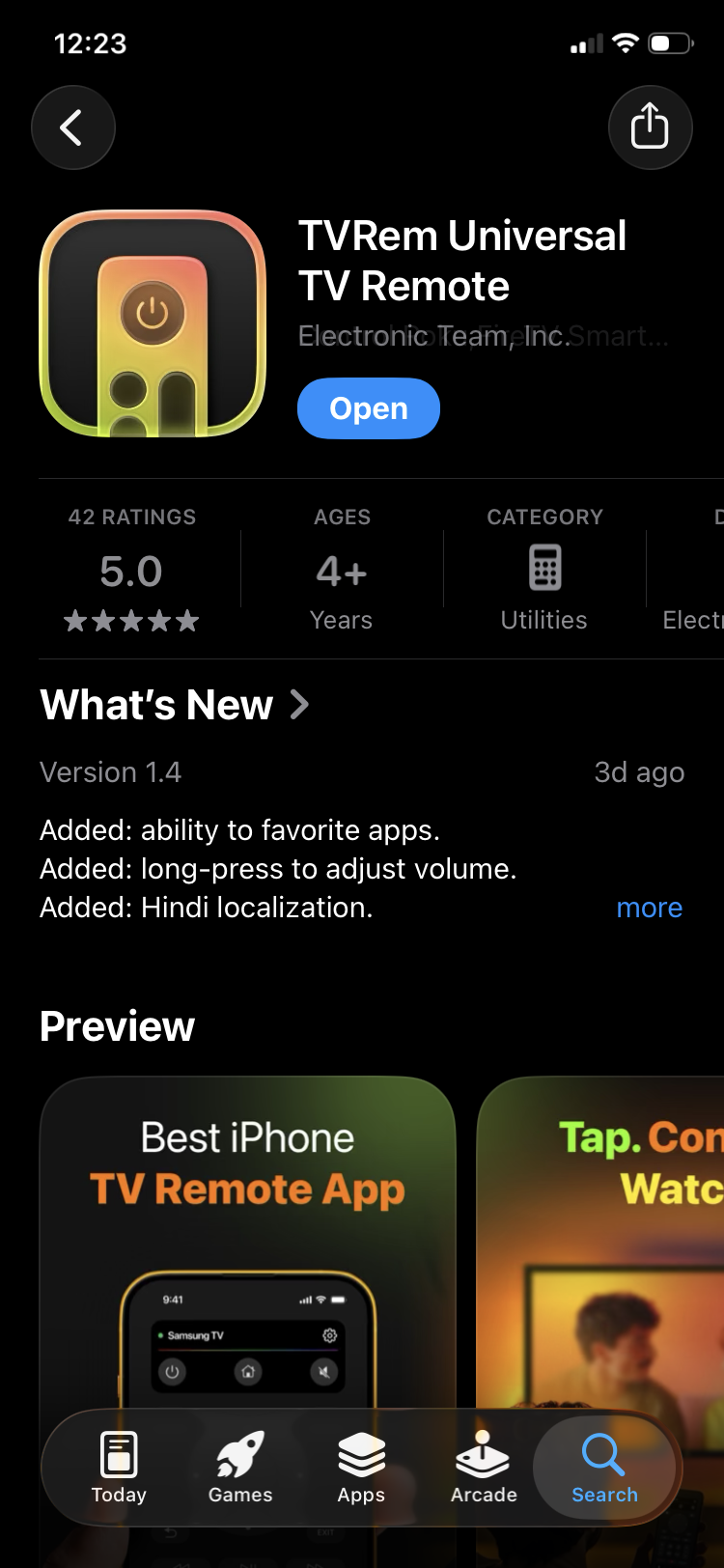 Download TVRem from the App Store