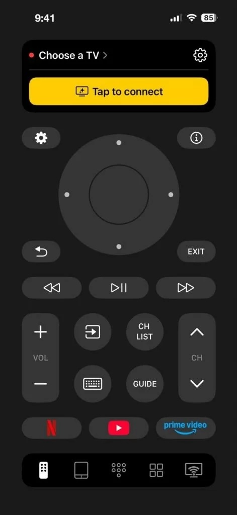 Tap on the Choose a TV button in TVRem