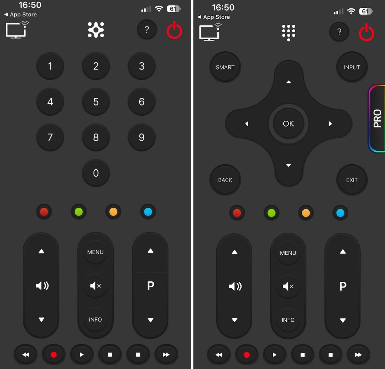 Interface screenshots of the Universal Remote TV Smart app