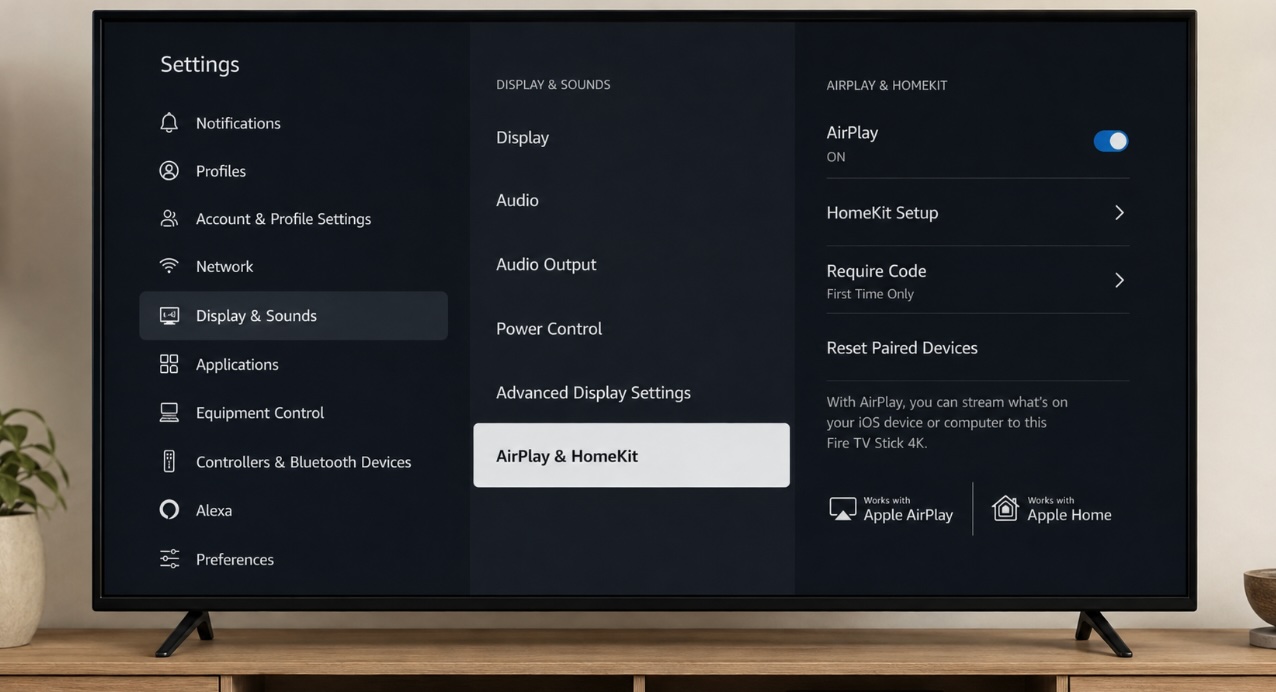 AirPlay and HomeKit settings on the TV