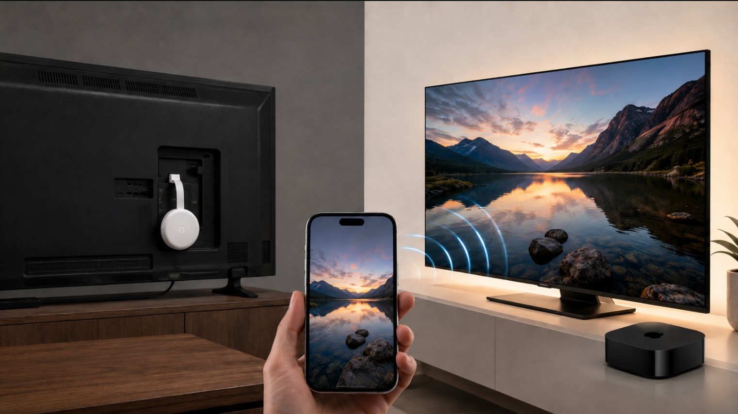 Chromecast device for screen mirroring from iPhone to TV