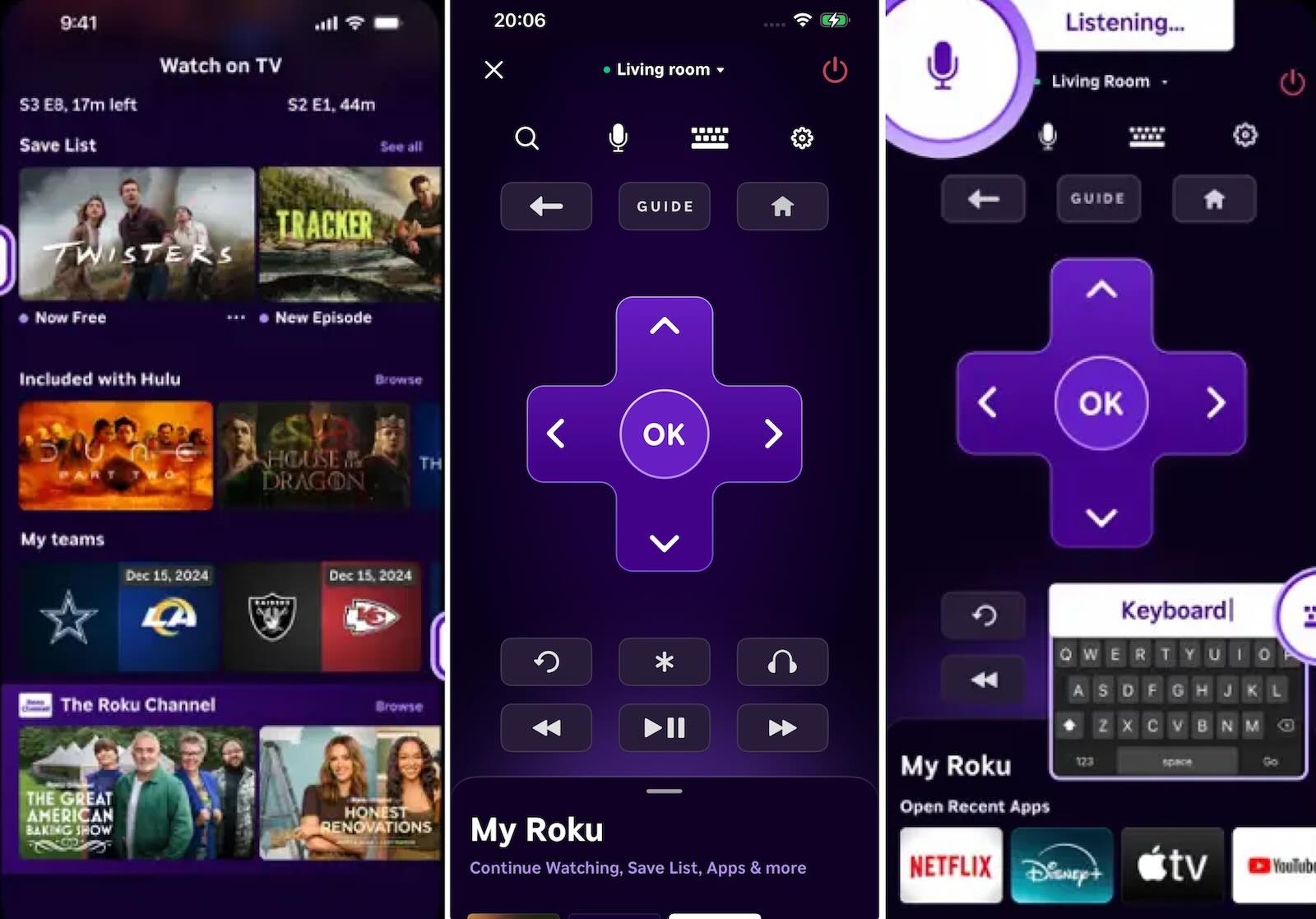 The Roku App (Official) and the mains screens The Roku App (Official) and the mains screens
