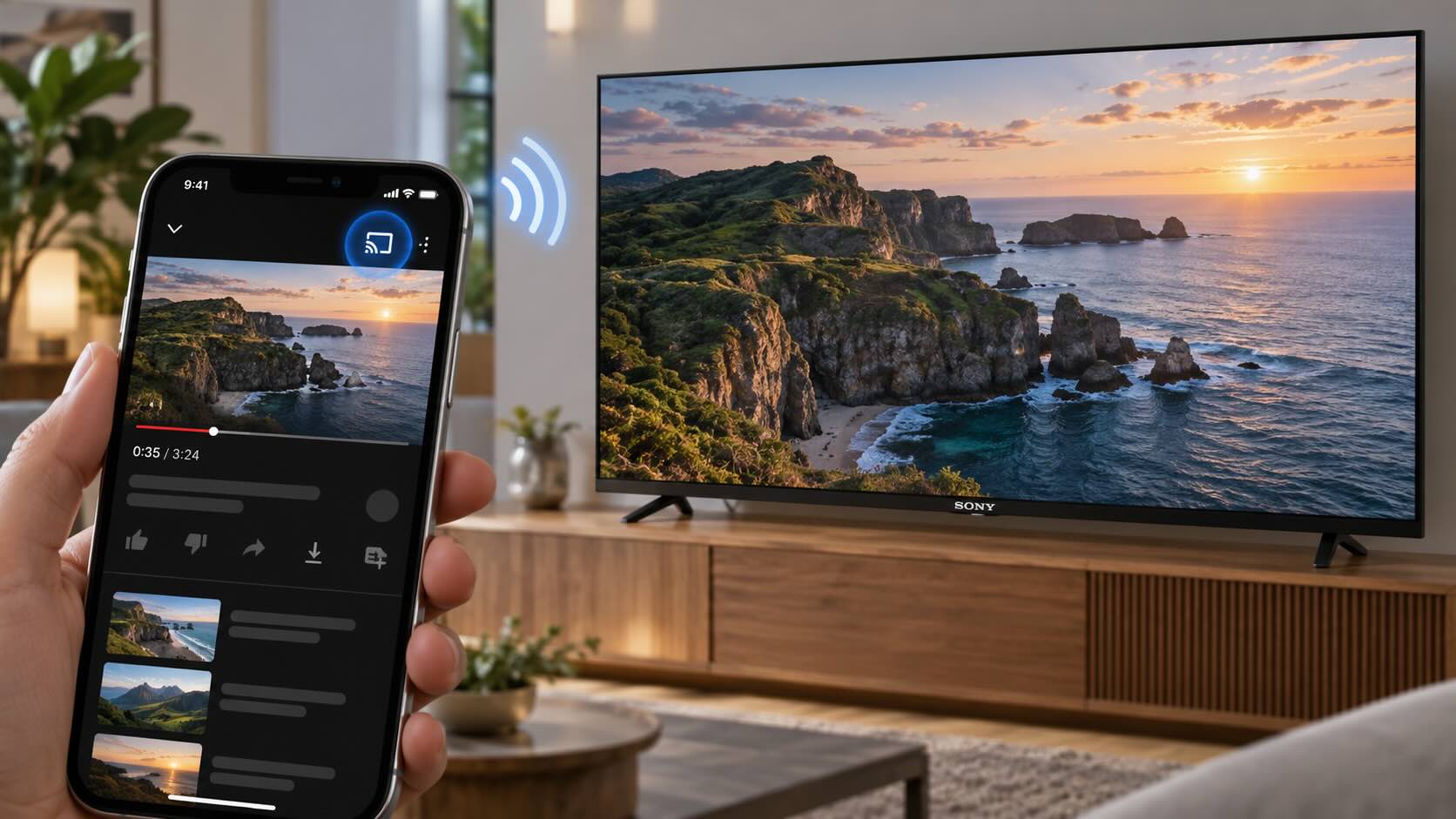 The built-in Google Cast option