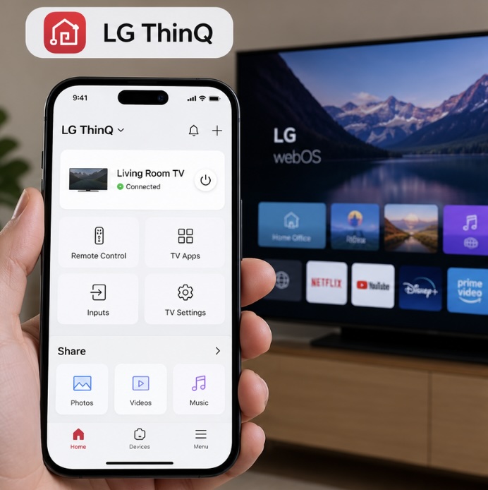 Snímek obrazovky s rozhraním aplikace LG ThinQ Snímek obrazovky s rozhraním aplikace LG ThinQ